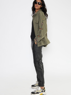 Love Not War Embroidered Military Jacket