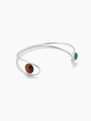 Contoured Gemstone Bracelet - Silver