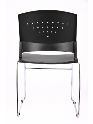 Set Of 2 Stack Chair With Chrome Frame Black - Boss Office Products