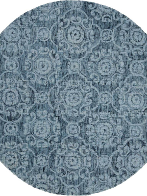 Abstract Blue Round Rug