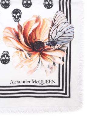 Alexander Mcqueen Skull Floral Print Scarf