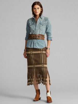 Fringe Graphic Wool-cashmere Skirt