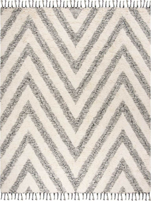 Kenya Chevron Black/ivory Area Rug