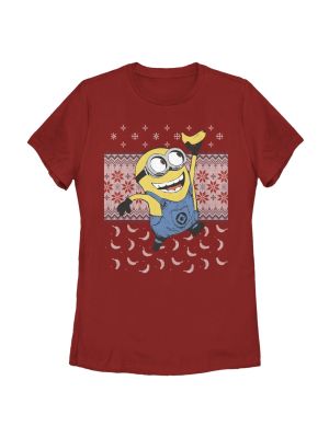 Women's Despicable Me Ugly Christmas Minons Banana T-shirt