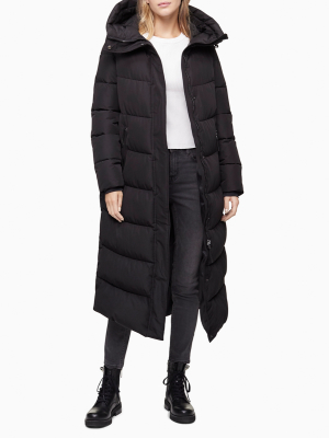 Solid Hooded Maxi Puffer Coat