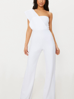 White Drape One Shoulder Jumpsuit