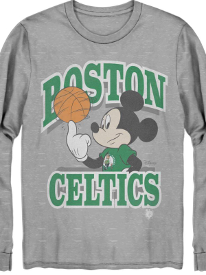 Unisex Celtics Mickey Team Spirit Long Sleeve