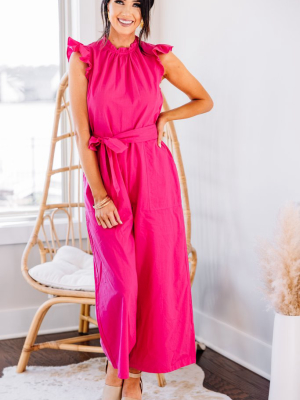 Go With Confidence Hot Pink Ruffled Jumpsuit