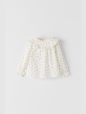 Ruffled Polka-dot Shirt