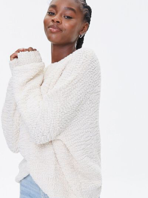 Popcorn Knit Drop-sleeve Sweater