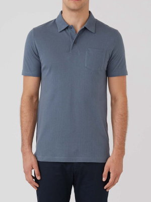 Sunspel Riviera Polo Shirt, Blue Slate