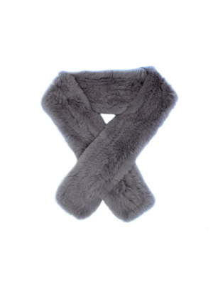 Knitted Fur Scarf In Grey