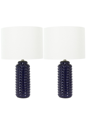 24" (set Of 2) Felix Led Table Lamps Blue (includes Energy Efficient Light Bulb) - Decor Therapy