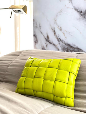 Koff Mini Woven Leather Pillow - Lime