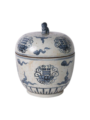 Tai Chi Lidded Jar, Blue And White