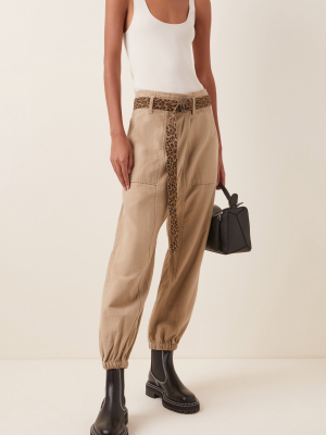 Belted Cotton-twill Tapered Pants