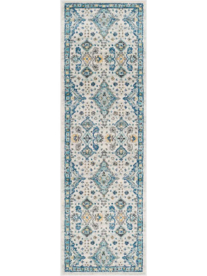 Evoke Ivory/light Blue Runner Rug