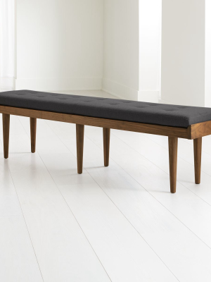 Tate Walnut King Bench With Charcoal Cushion