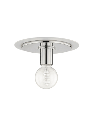 Milo 1 Light Small Flush Mount - Polished Nickel/white