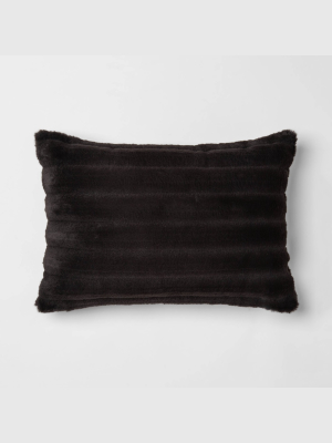 Euro Channeled Faux Fur Throw Pillow Black - Project 62™ + Nate Berkus™