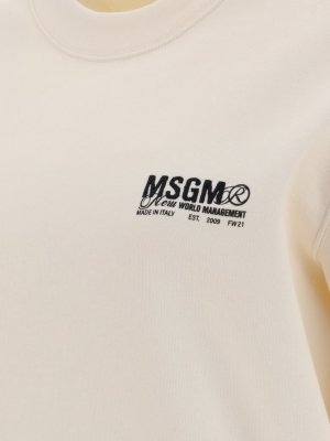 Msgm Logo Embroidered Crewneck Sweatshirt