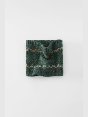 Heathered Jacquard Knit Neck Warmer