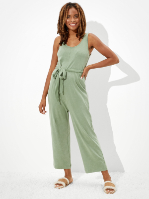 Ae Button Up Tie Waist Jumpsuit