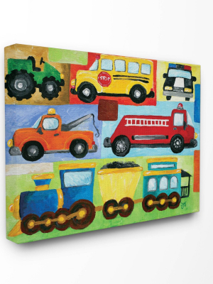 Transportation Collage Stretched Canvas Wall Art (16"x20"x1.5) - Stupell Industries