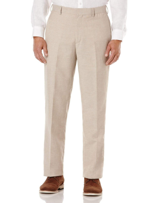 Linen-blend Flat Front Pants