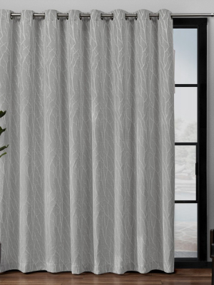 Forest Hill Patio Woven Blackout Grommet Top Single Curtain Panel Ash - Exclusive Home