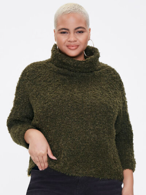 Plus Size Boucle Turtleneck Sweater