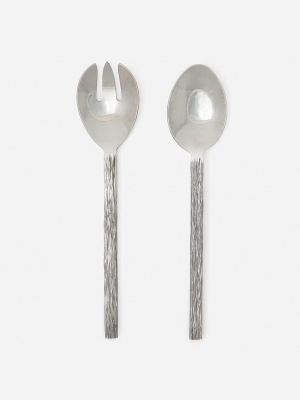 Blue Pheasant Harrison Silver Faux Bois 2-piece Serving Set