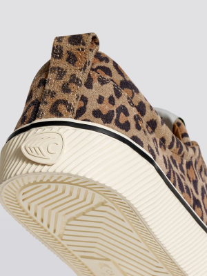 Oca Low Stripe Leopard Print Suede Sneaker Women