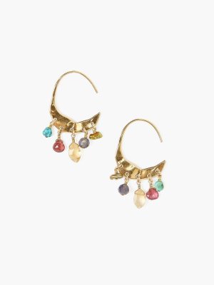 Petite Crescent Multi Mix Gold Hoop Earrings