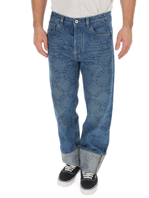 Valentino Vltn Print Rolled Up Jeans