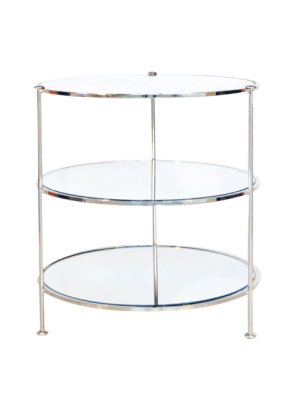 Three Tier Nickel Plated Table With Mirrored Shelves