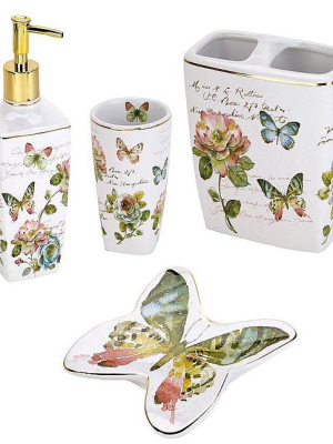 Butterfly Garden 4 Pc Bath Accessory Set