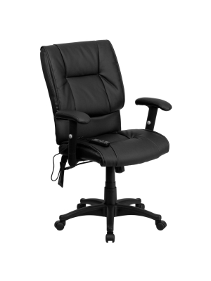 Massaging Executive Swivel Office Chair Black Leather - Flash Furniture