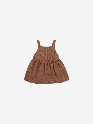 Woven Pima Nainsook Baby Dress - Sea Turtles In Mocha Mousse