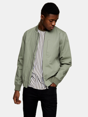 Sage Ottoman Ribbed Bomber Jacket