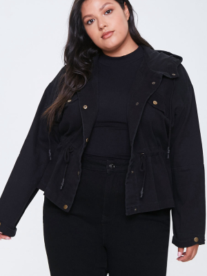 Plus Size Hooded Utility Jacket