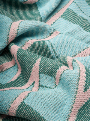 Dedale Cotton Blankets & Throws By Kevin Lucbert - Turquoise