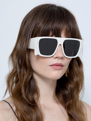 Magda Butrym Flat Top Sunglasses In Ivory And Grey