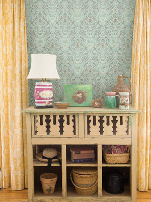 Gypsy Turquoise Damask Wallpaper From The Kismet Collection By Brewster Home Fashions