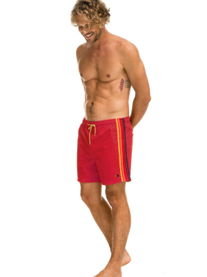 Men's 5 Stripe Flex Shorts - Red