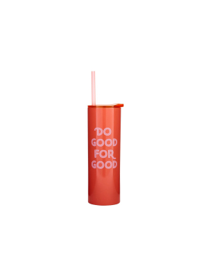 Parker Lane 16oz Double Wall Stainless Bottle, Lid & Straw "do Good For Good" Coral