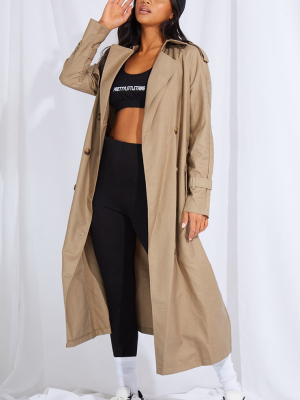 Petite Stone Woven Oversized Trench Coat