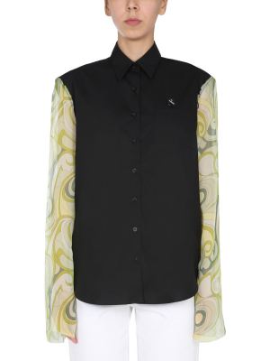 Raf Simons Abstract Patterned Sleeves Shirt