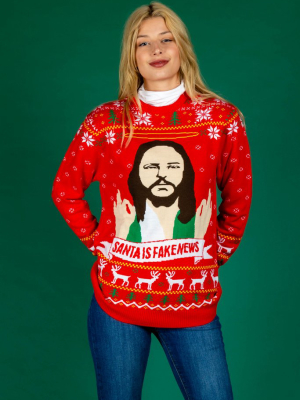 Santa Is Fake News | Women's Unisex Christmas Sweater