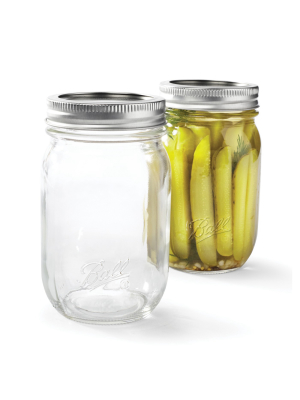 Ball 16oz 12pk Glass Smooth-sided Regular Mouth Mason Jar With Lid And Band